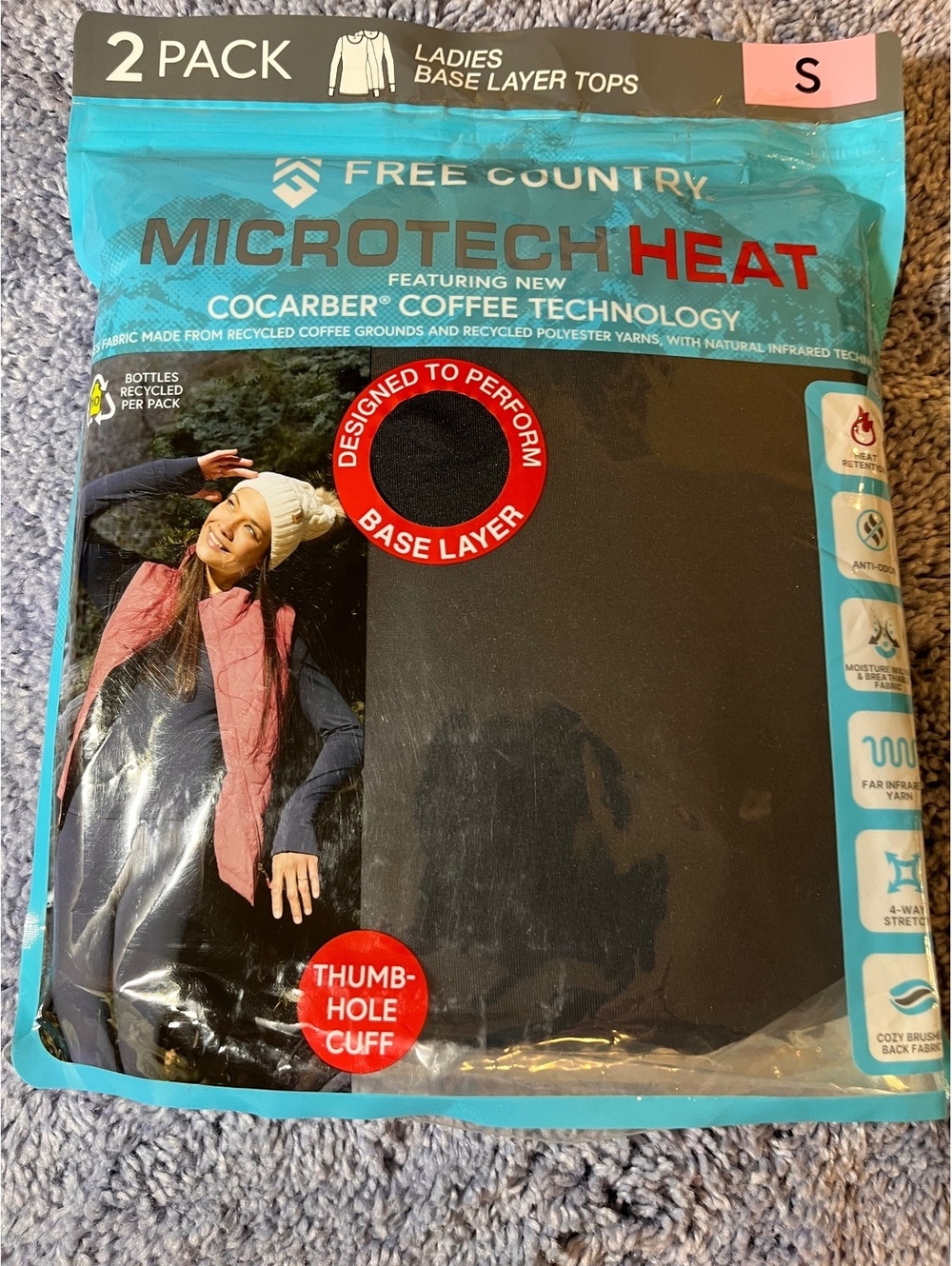 Free Country Microtech Heat Ladies Base Layer Tops 2 Pack Size Small Black